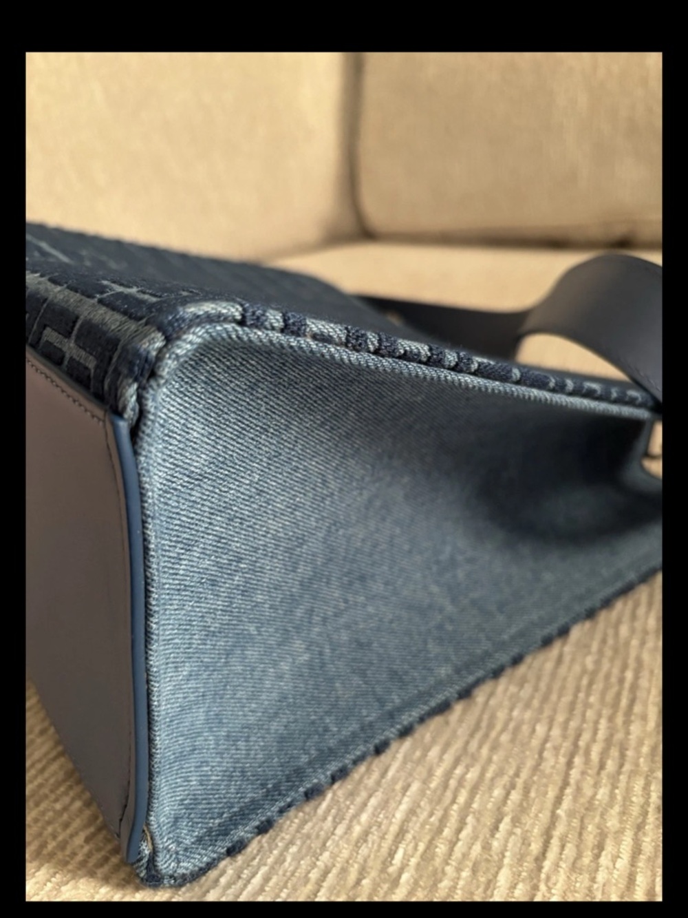 Givenchy G-Tote Medium Tote Canvas and Leather Chain Accent Medium Blue - Picture 10 of 11